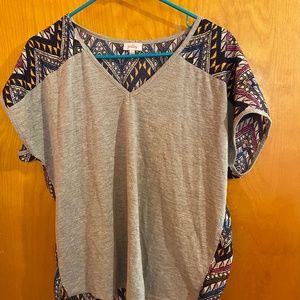 Grey and blue printed women's top